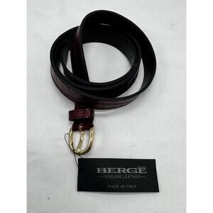 Berge Genuine Leather Belt Oxblood Croc Print Made in Italy Sz L 44.5" NWT